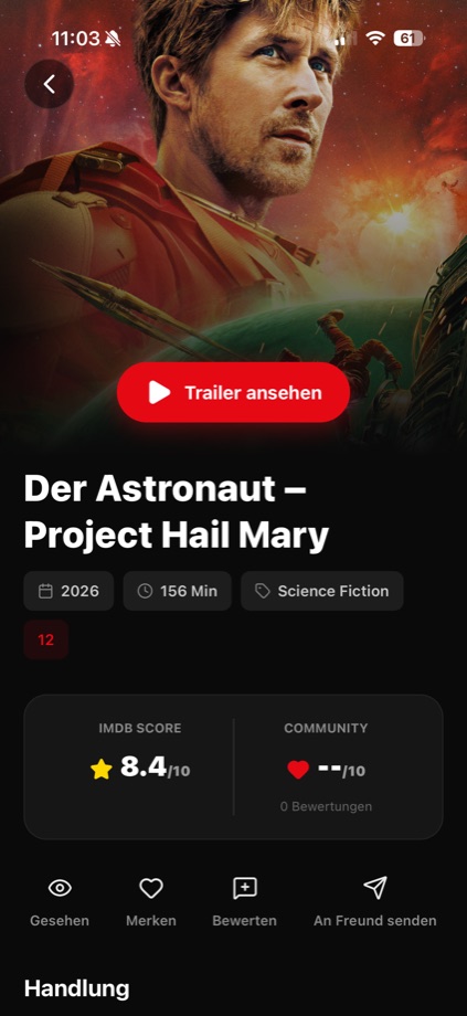 Struffle title detail with movie metadata and actions